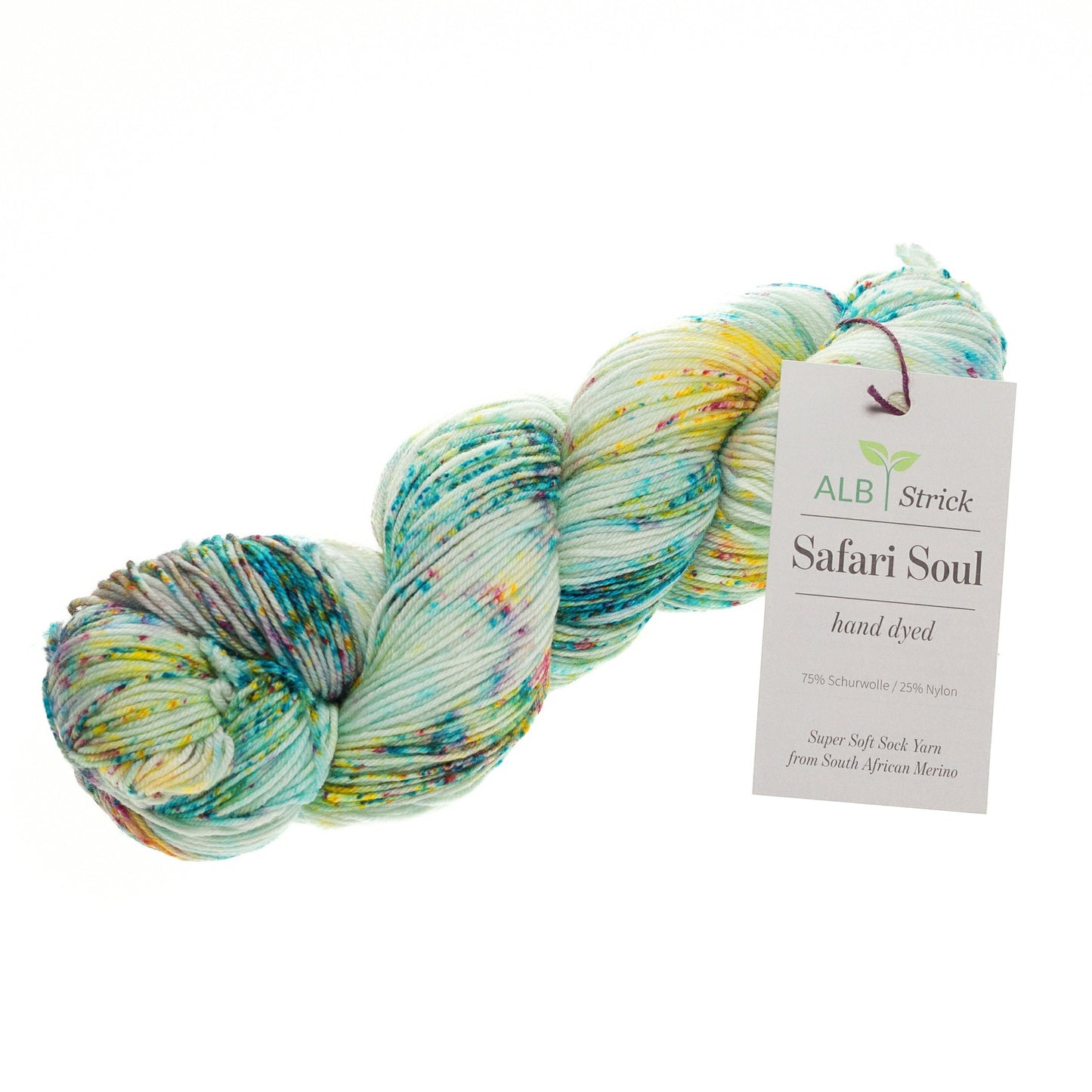 Safari Soul - Sockenwolle handgefärbt - Azurro sunny rain forest speckled chaotic